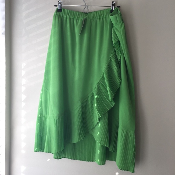 NWT J. Crew bright green ruffled mermaid skirt - Picture 2 of 2